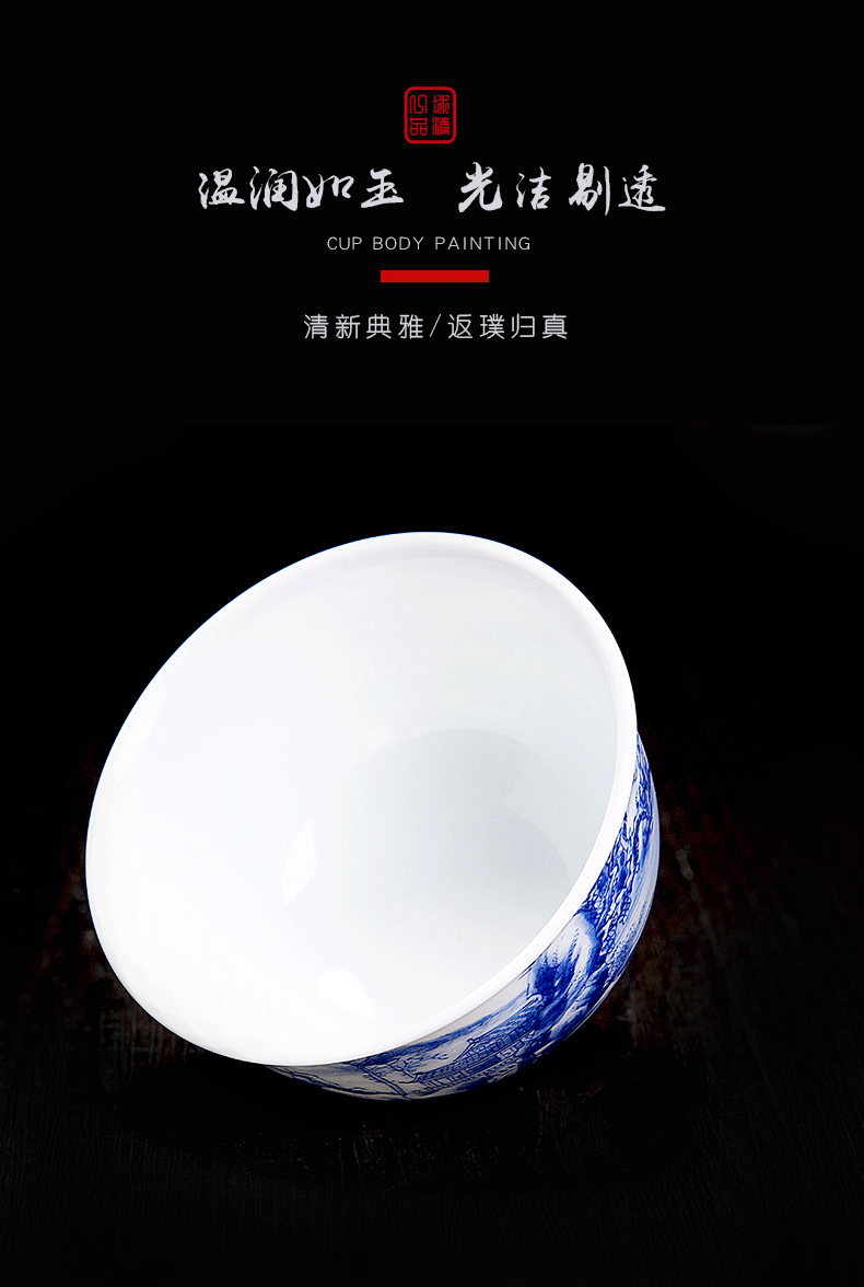 His mood yipin Wang Chenfeng jingdezhen blue and white like ceramic cups chunxiao sample tea cup kung fu tea masters cup