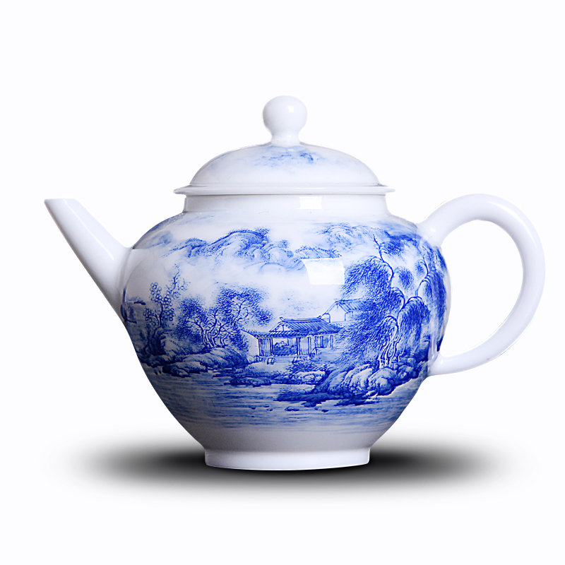 His mood yipin Wang Chenfeng ceramic teapot manual hand - made the home side took the blue filter kettle Kong Chong teapot