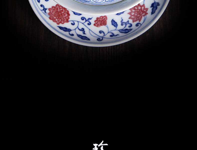 Bo wind three tureen hand - made tureen jingdezhen ceramic kung fu tea set manually make tea bowl cups to tea cups