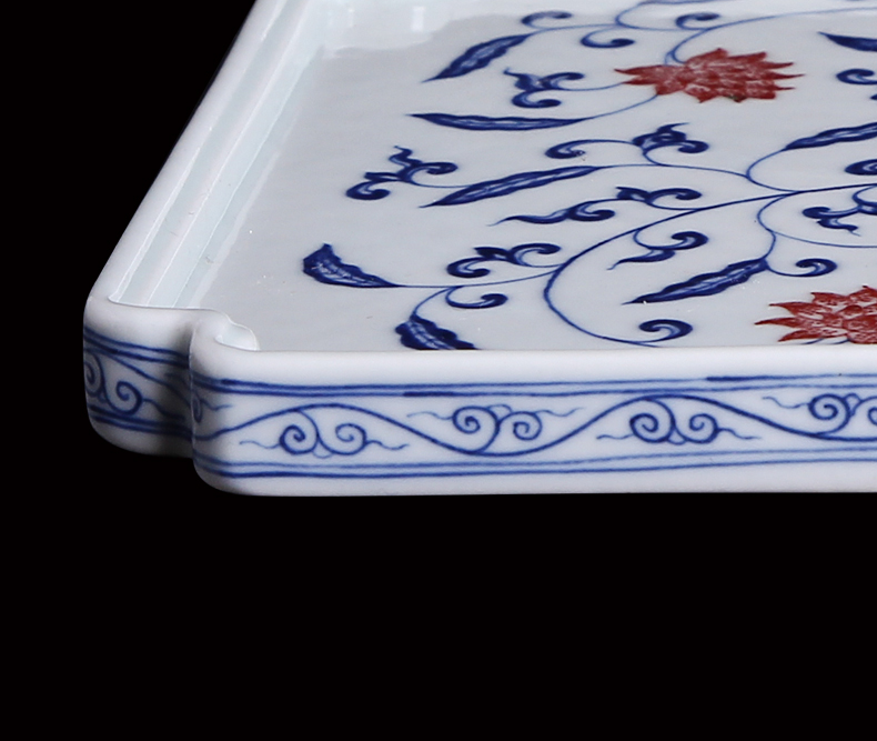 Jingdezhen porcelain hand - made ceramic tea tea tray household contracted Taiwan rectangle checking tea, green tea ware