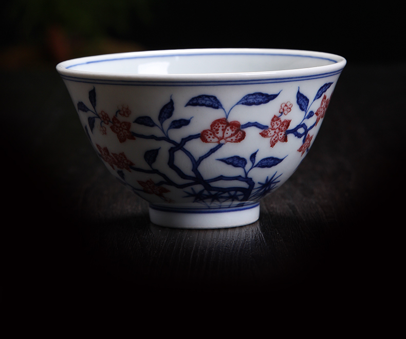 Bo wind high - grade pure hand draw sample tea cup jingdezhen porcelain single CPU hand bound ceramic masters cup fragrance - smelling cup