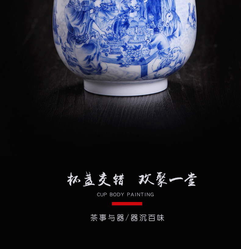 Above [naijing] jingdezhen blue and white jade single cup sample tea cup Chinese zodiac hand - made pressure hand cup white porcelain tea cups