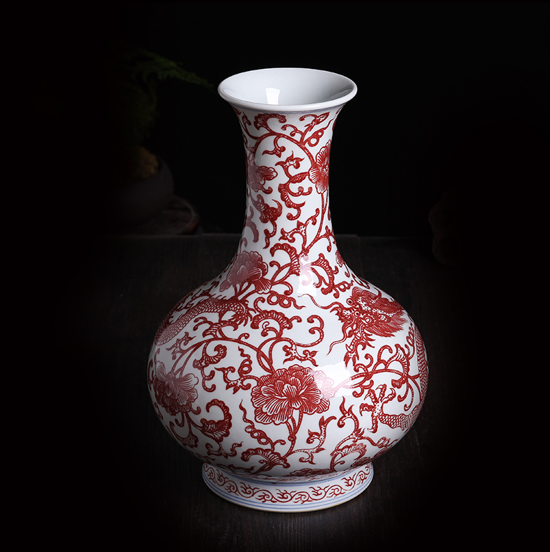 Bo jingdezhen ceramics furnishing articles hand - made vases, sitting room of Chinese style household wind flower arranging youligong ornaments