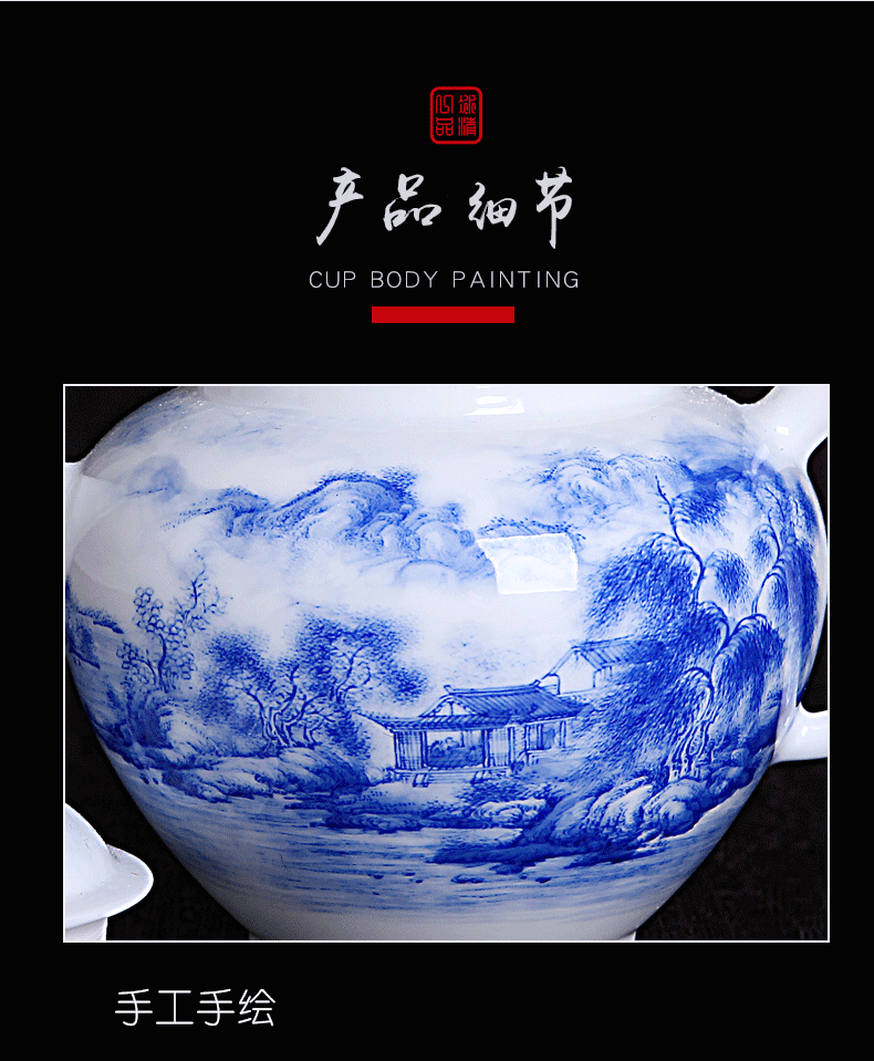 His mood yipin Wang Chenfeng ceramic teapot manual hand - made the home side took the blue filter kettle Kong Chong teapot