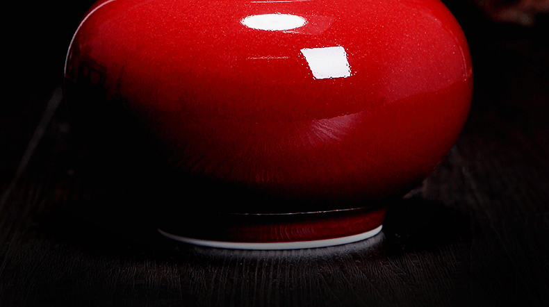 Bo wind jingdezhen ruby red ceramic tea pot large household seal pot small half jins of puer tea storage tank