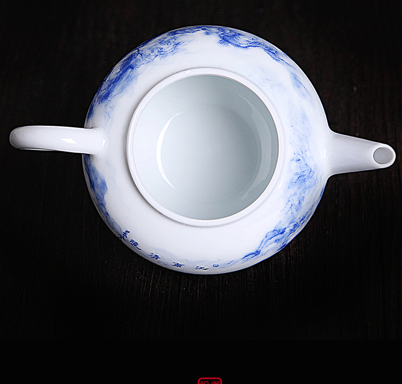 His mood yipin Wang Chenfeng ceramic teapot manual hand - made the home side took the blue filter kettle Kong Chong teapot