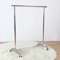 High-end clothing display stand Stainless steel floor hanger Folding telescopic push-pull mobile island horizontal bar gantry