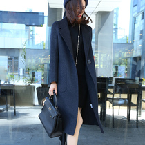 Double-sided Cashmere Coat Women's Middle School Long Autumn and Winter Clothes Small Wool Coat High-end Atmosphere Suit Temperament Coat