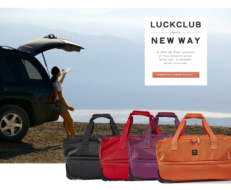 Lucky Club Xe Đẩy Ba Lô Túi Du Lịch Nữ Nam Xách Tay Canvas Ngắn-khoảng cách Siêu Hộp Công Suất Shoulder Bag shop bán túi du lịch