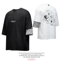 WHYWORKS 20SS Short Sleeve TEE Behind Sebo Punk Tech Print Loose Cut splicing 70% sleeves