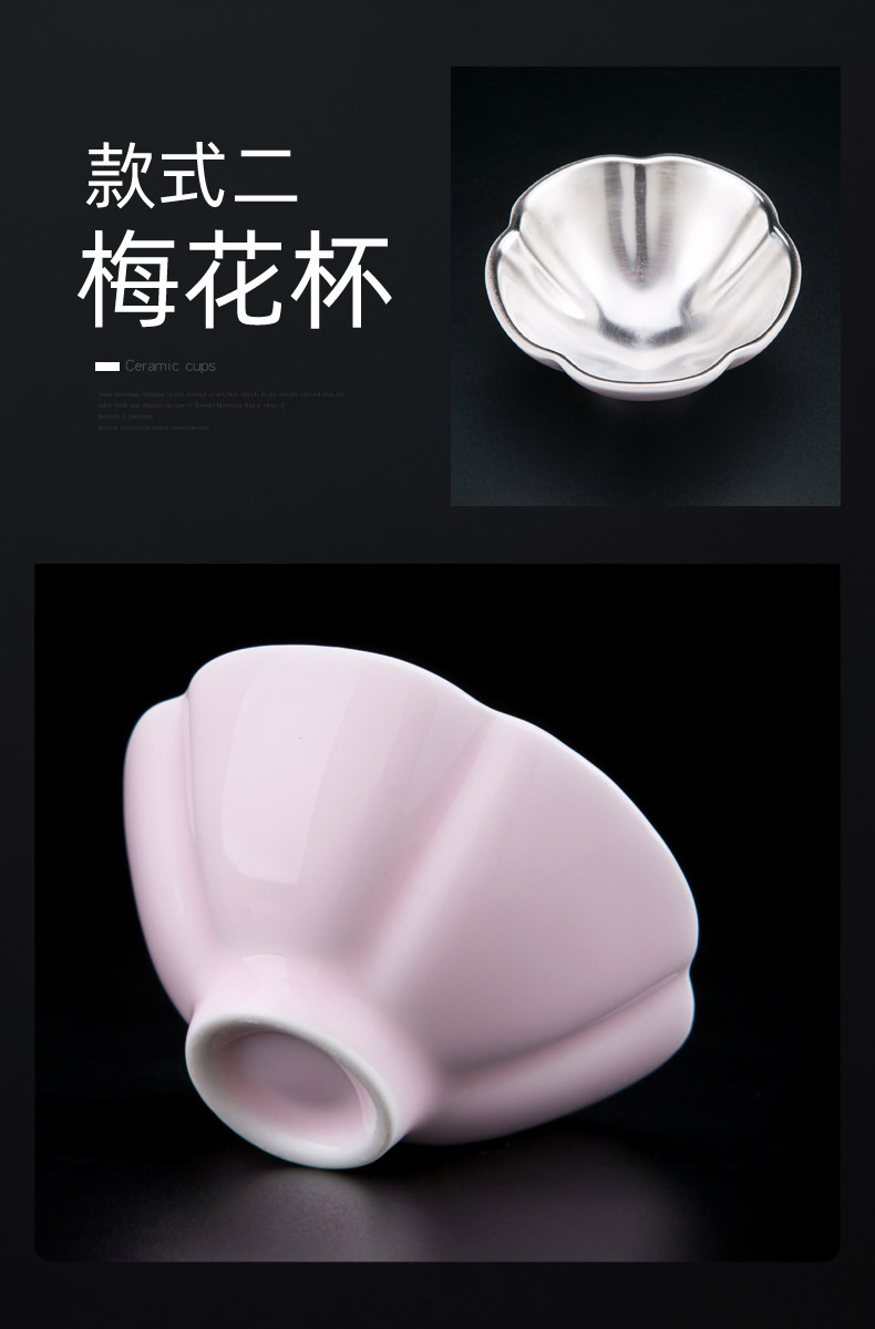 Jingdezhen ceramic kunfu tea cup master cup single cup cup woman sample tea cup coppering. As silver color glaze large petals