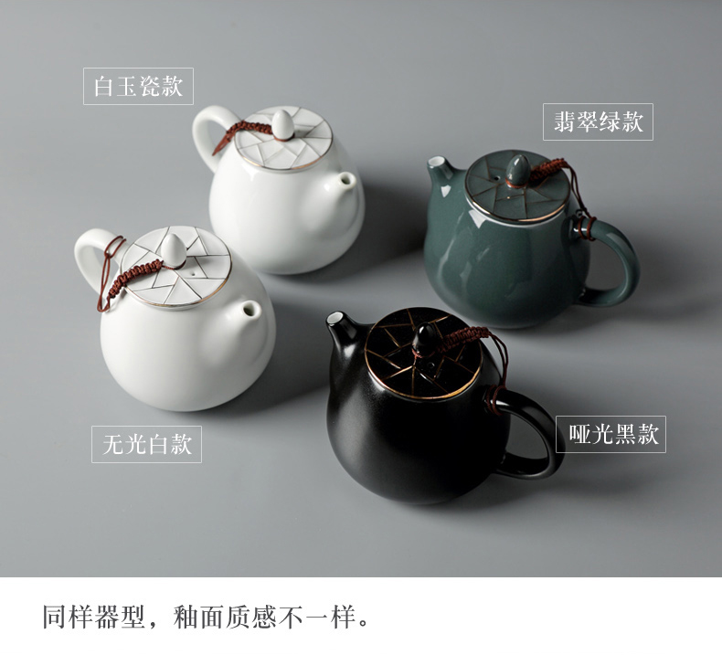 Jingdezhen teapot household white porcelain ceramic teapot single pot of tea is small kung fu tea kettle