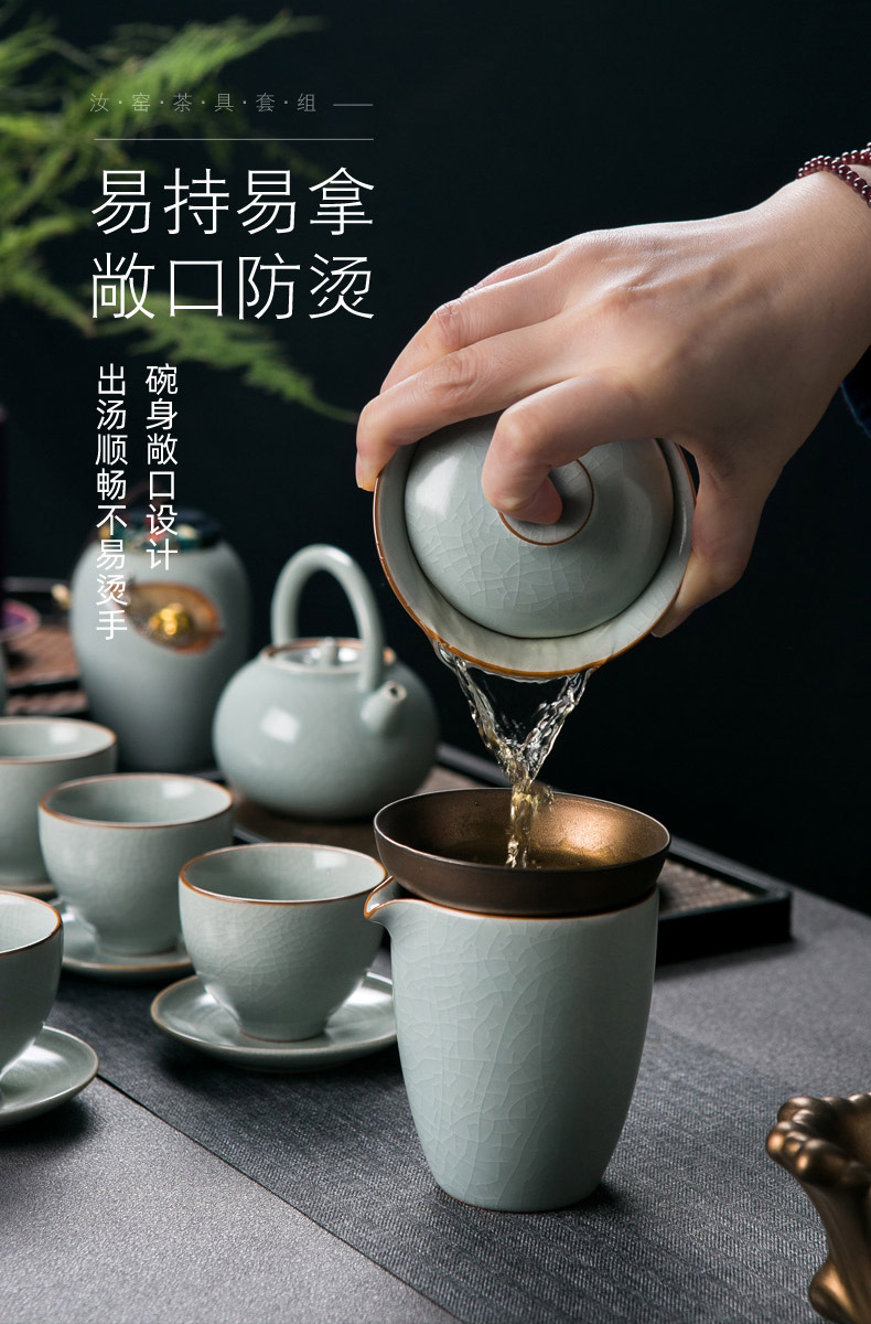 Your up the visitor kung fu tea set home sitting room of a complete set of Your porcelain crack teapot GaiWanCha wash to the caddy fixings