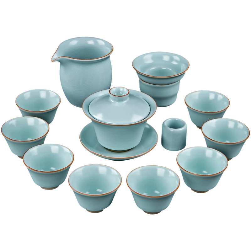 Your up the was suit household contracted sitting room jingdezhen porcelain ice cracked tureen kung fu tea cups