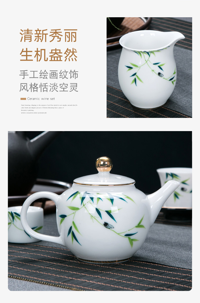 Jingdezhen ceramic hand - made kung fu tea set home sitting room office receive a visitor the whole tea tea tray