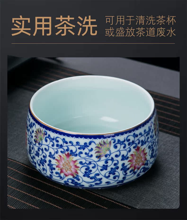 Blue and white tie up the see colour of a complete set of lotus flower tea set tea service home jingdezhen ceramic water make tea tea tray