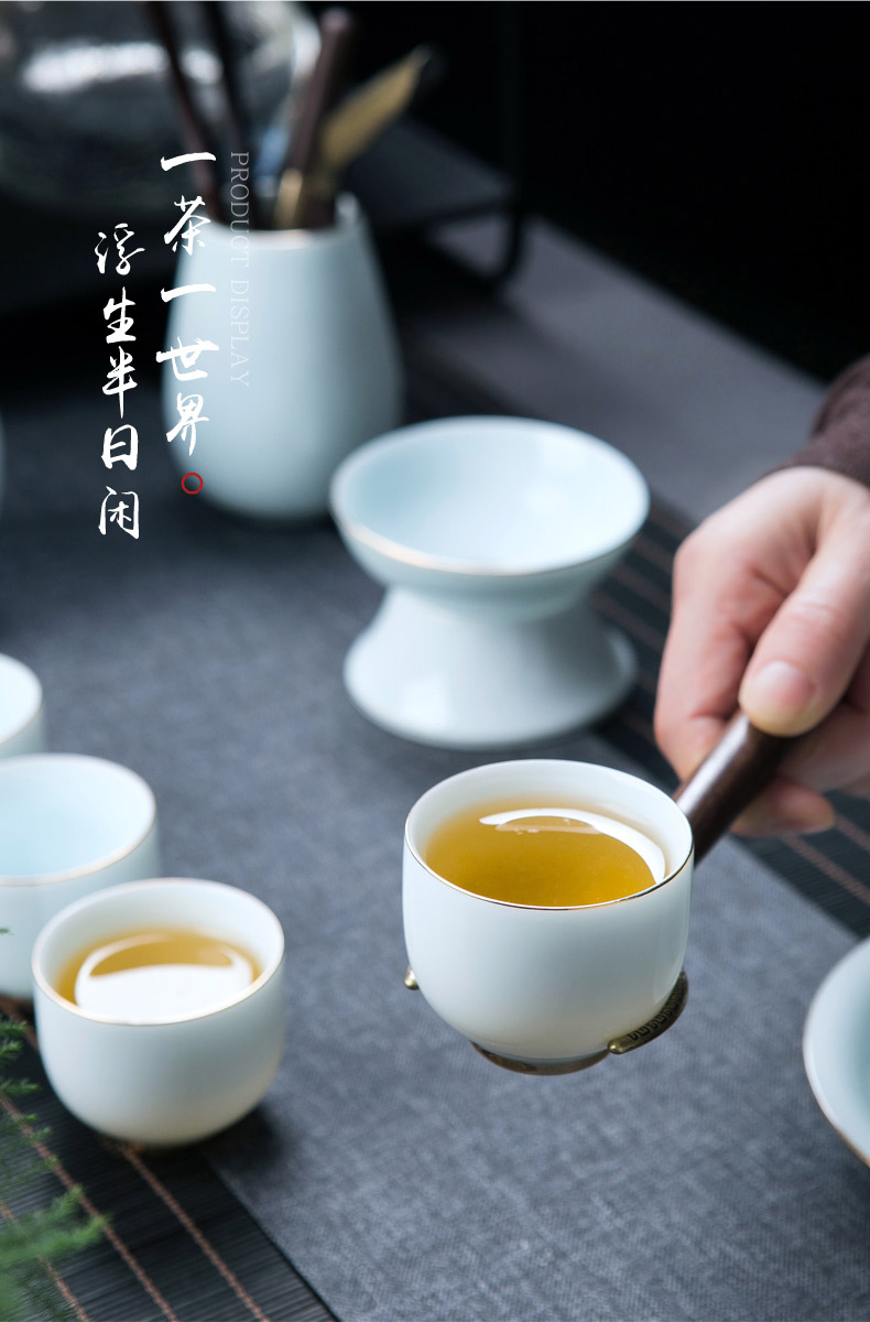 Tea is made of a complete set of kung fu Tea set household contracted jingdezhen celadon paint ceramic cups tureen Tea POTS