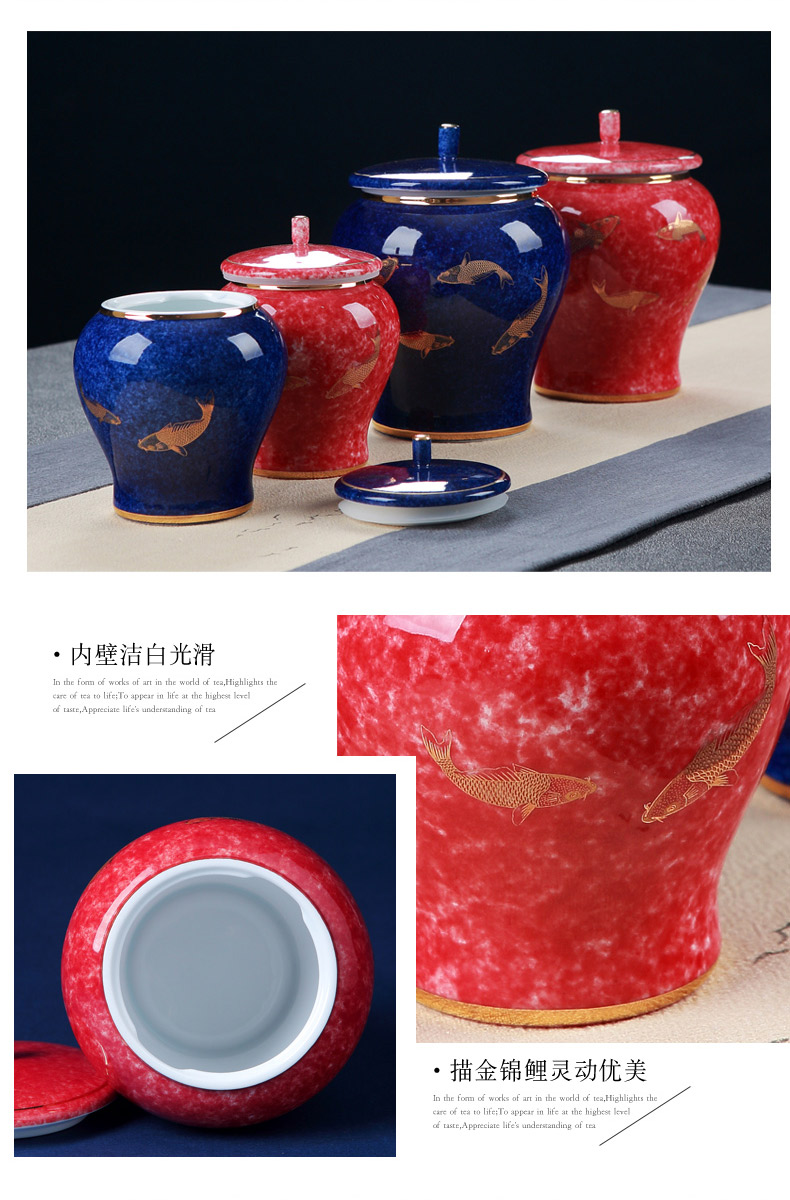 Jingdezhen ceramic seal caddy fixings as cans with blue glaze see colour porcelain jar with cover household size tea storage tanks