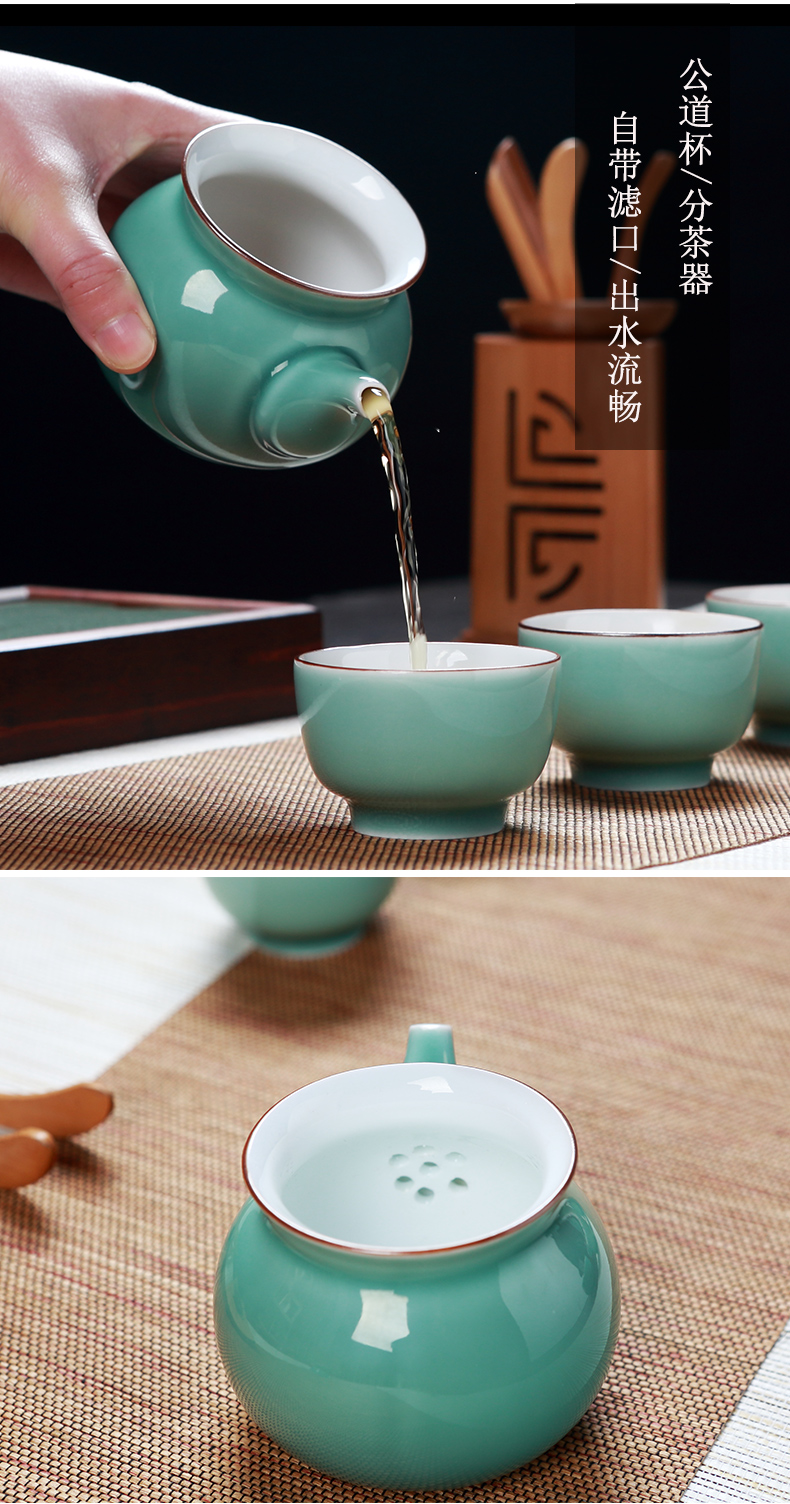 Jingdezhen color glaze porcelain kung fu tea set blunt tea ware home outfit tureen of a complete set of ceramic tea cups