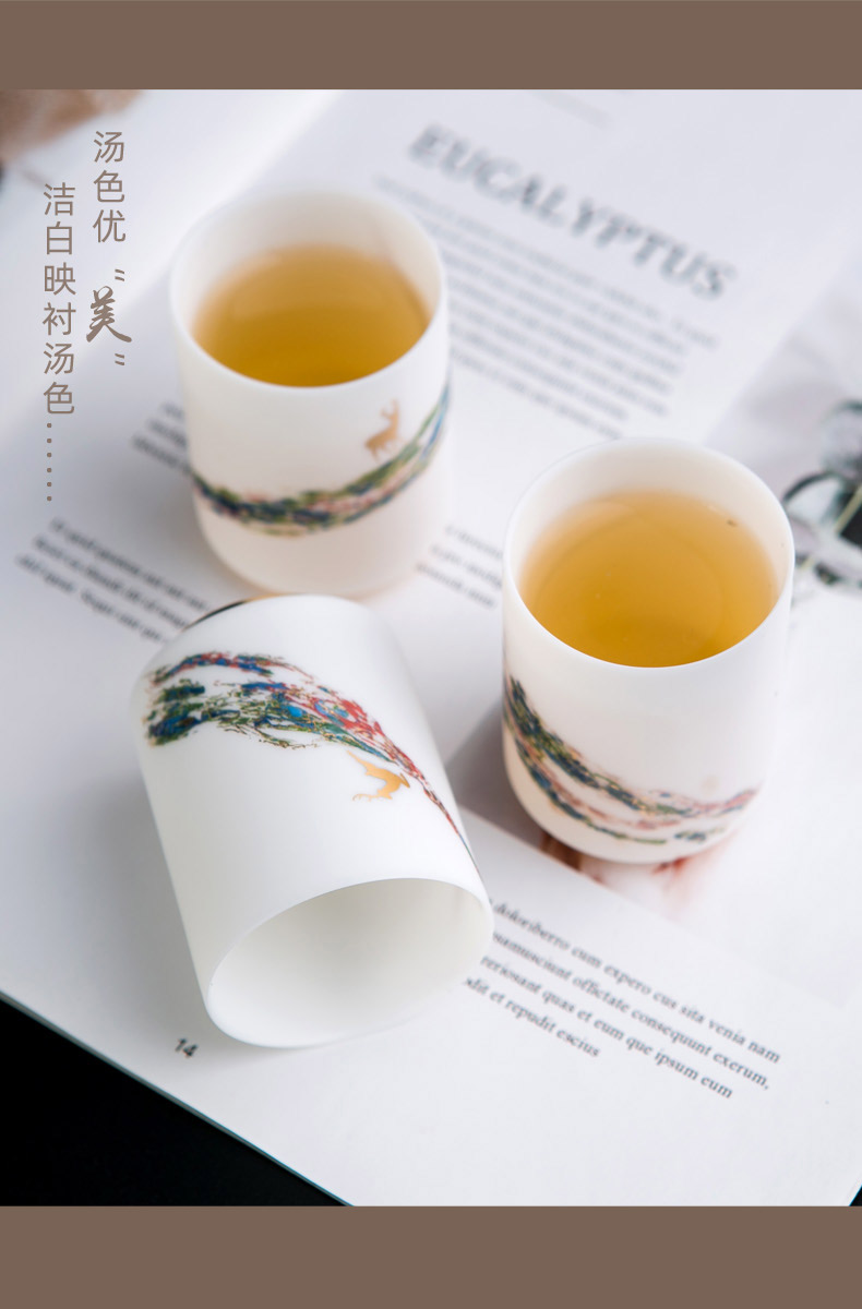 Jingdezhen ceramic tea cup suet jade white porcelain cup individuals dedicated men and women drinking tea tea master cup single CPU