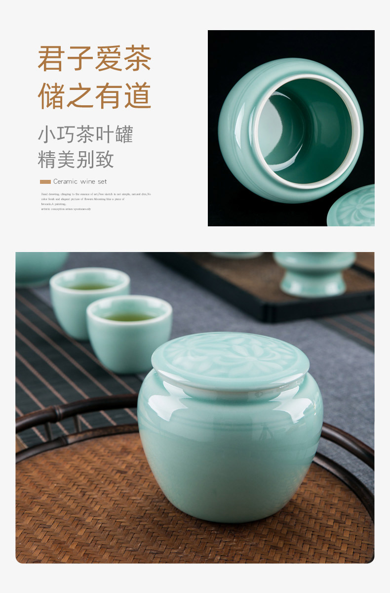 Jingdezhen color glaze celadon ceramic kunfu tea tureen tea set suit household contracted sitting room of a complete set of tea