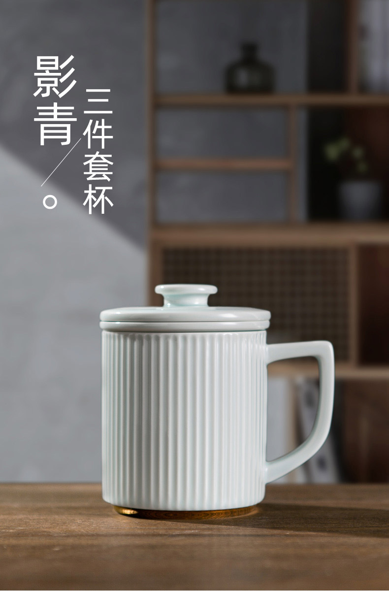 Jingdezhen ceramic filter cups with handles large capacity color glaze tea separate office with cover the tea cups