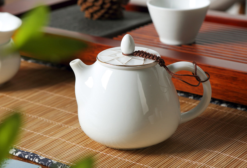 Jingdezhen teapot household white porcelain ceramic teapot single pot of tea is small kung fu tea kettle