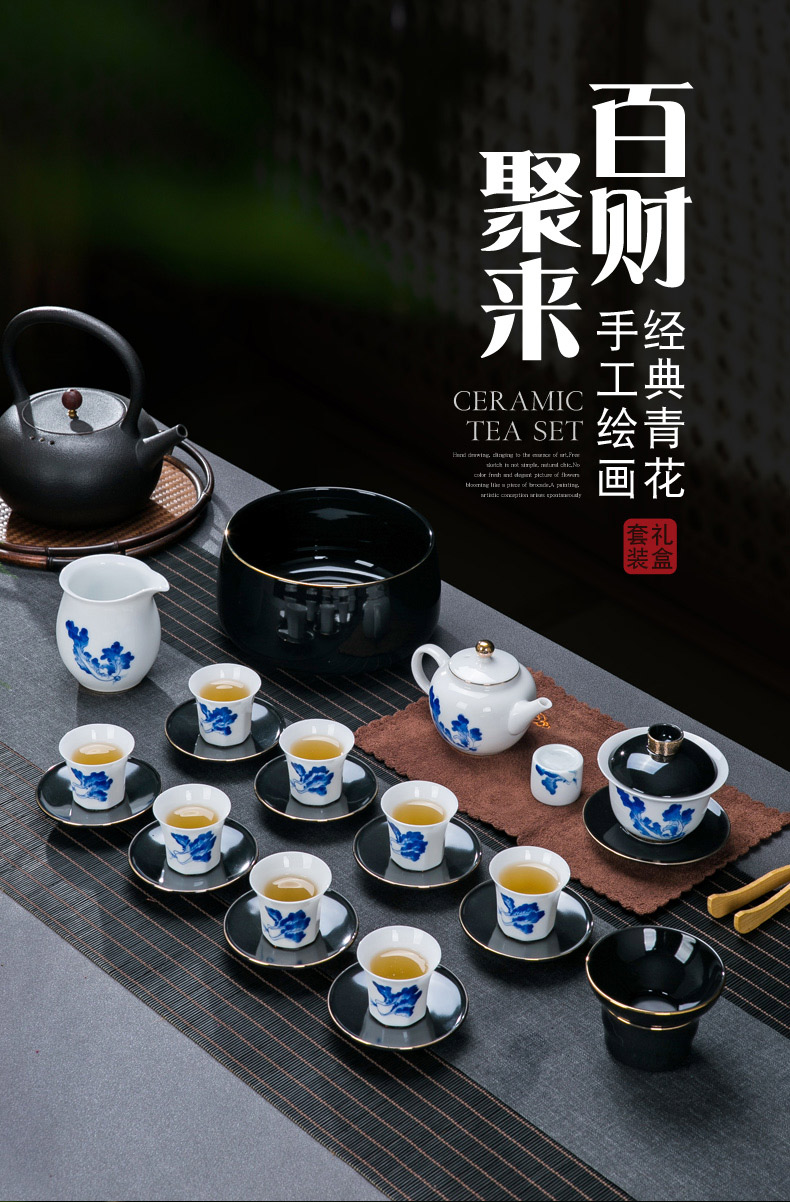 Jingdezhen ceramic hand - made kung fu tea set home sitting room office receive a visitor the whole tea tea tray