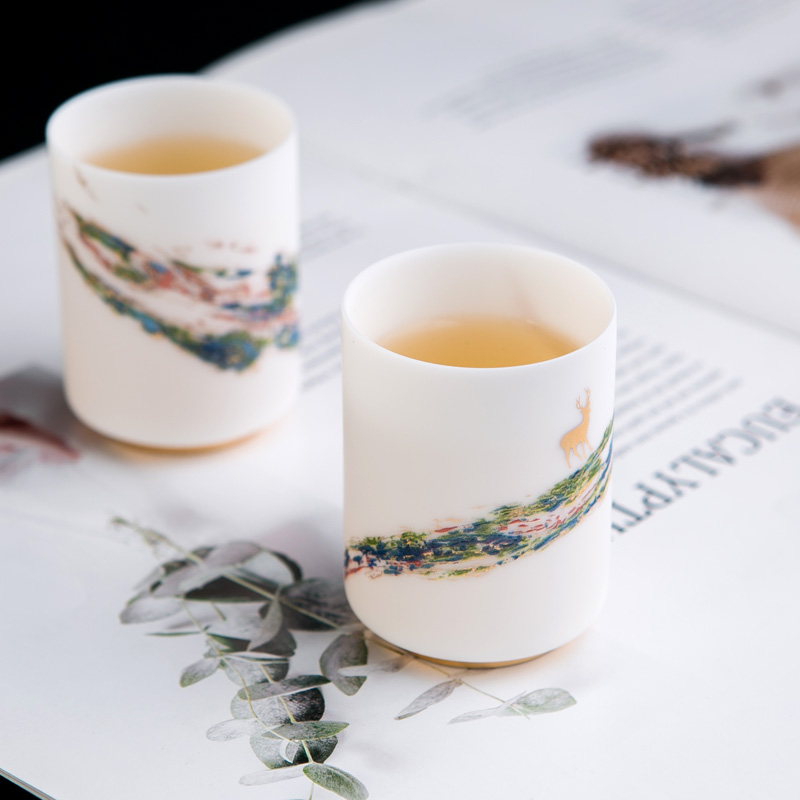Jingdezhen ceramic tea cup suet jade white porcelain cup individuals dedicated men and women drinking tea tea master cup single CPU