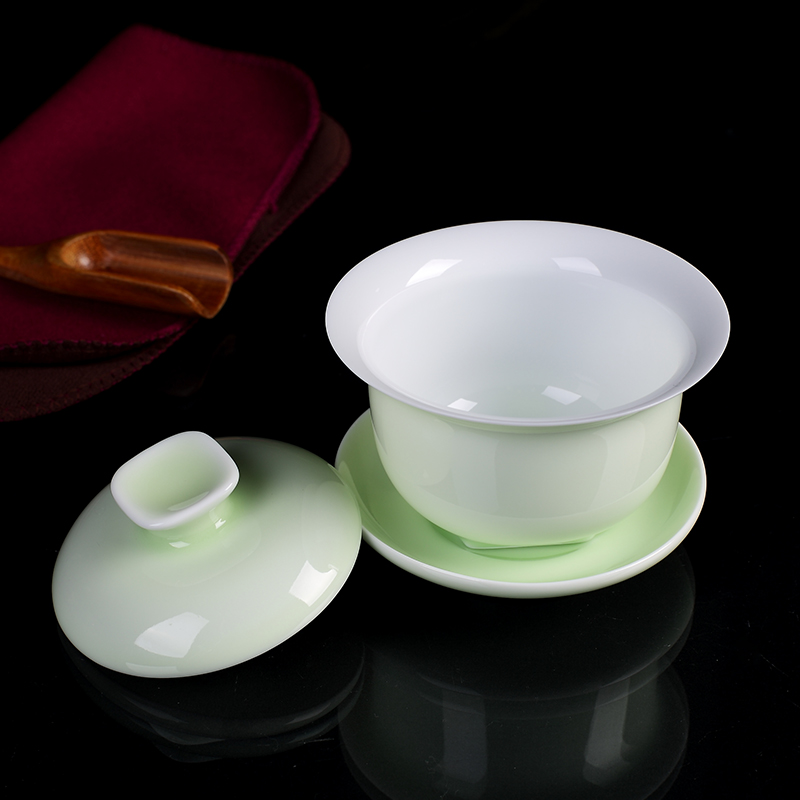 Jingdezhen ceramic three tureen teacup only a single large shadow celadon household kung fu tea accessories make tea