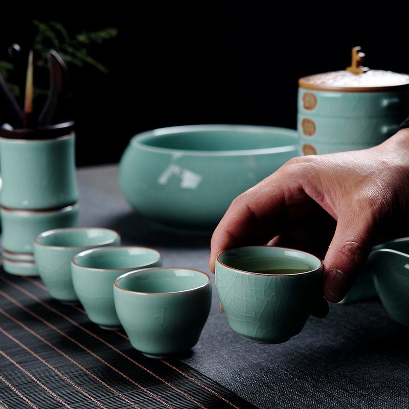 Jingdezhen ceramic semi - automatic lazy stone mill an artifact creative your up crack kung fu tea tea set
