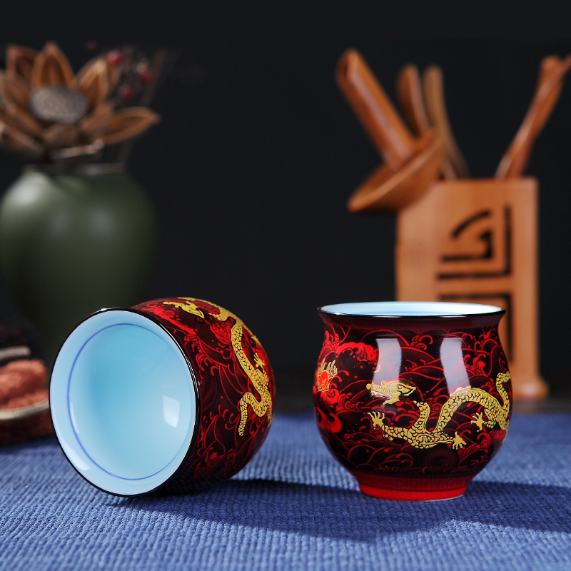 Ceramic tea set home sitting room kung fu tea set Chinese double cup teapot a complete set of jingdezhen tea service