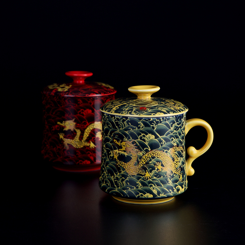 Jingdezhen ceramic cups with cover filtration separation tea tea cup domestic large capacity office dedicated individuals
