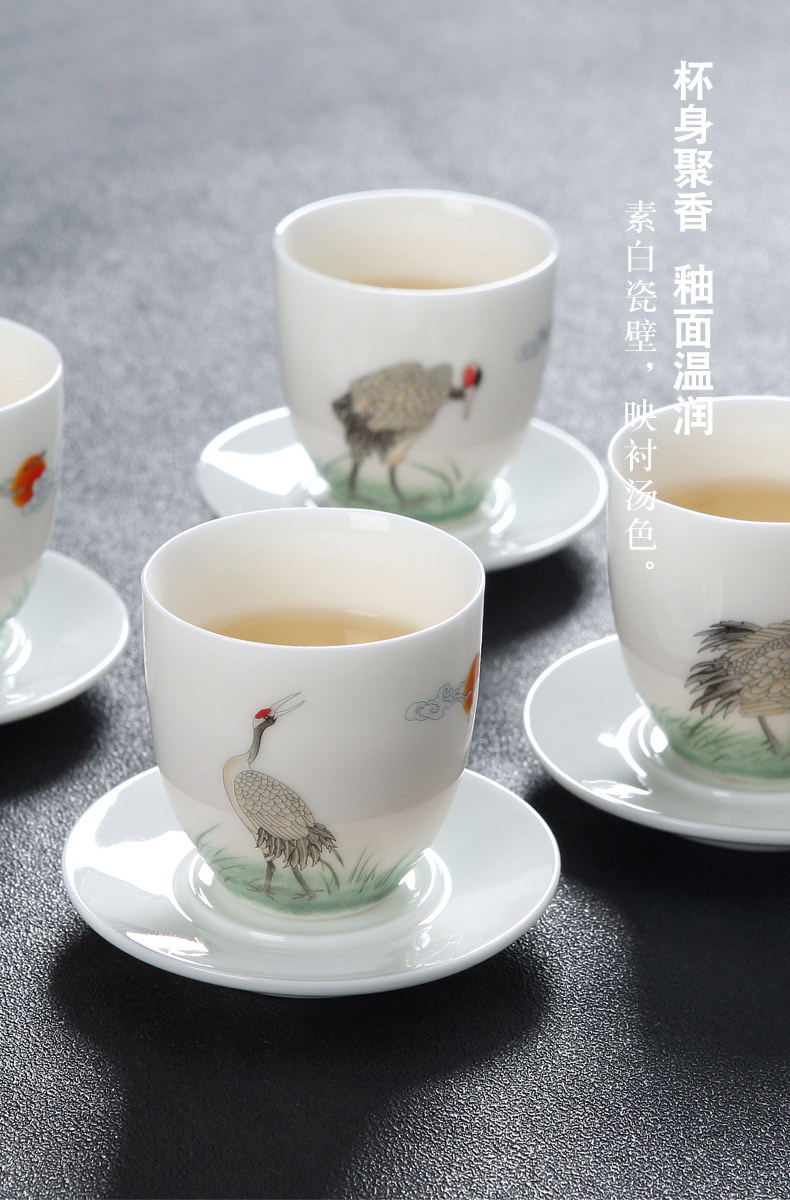 Suet jade porcelain kung fu tea set suits for Chinese style home office of a complete set of jingdezhen ceramic tea lid bowl