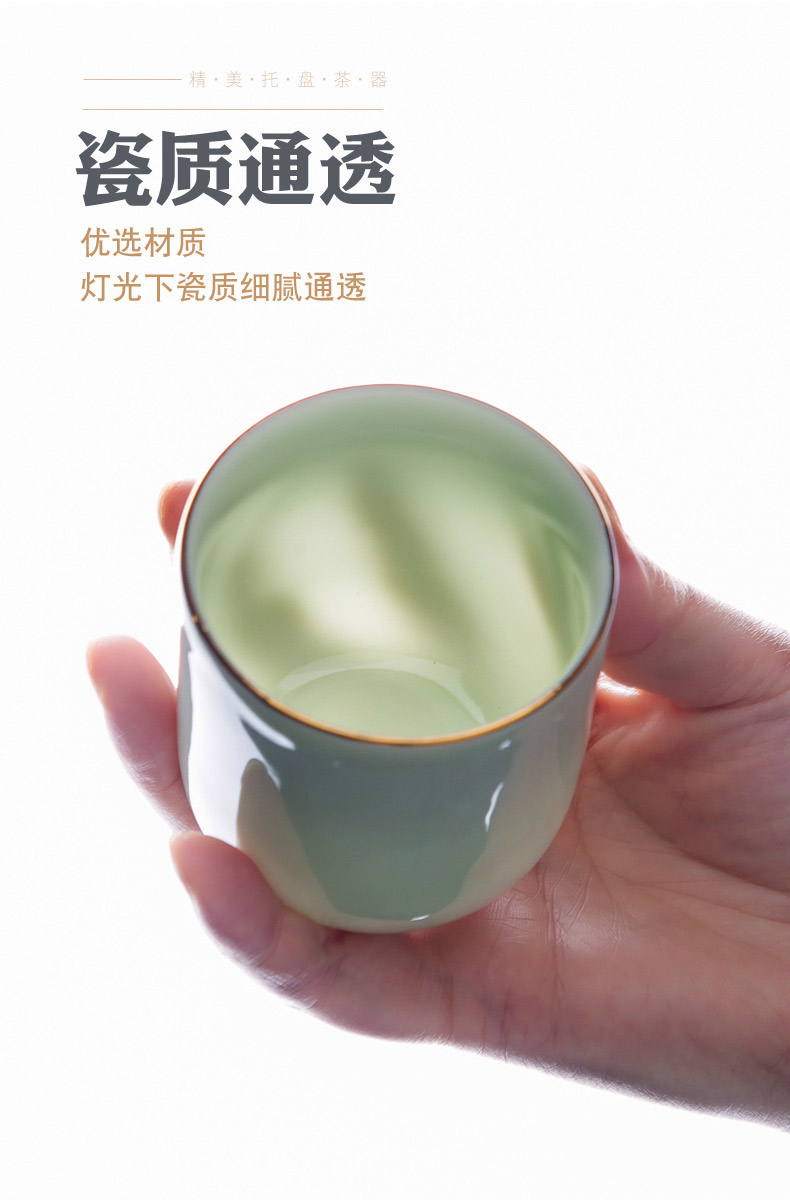 Jingdezhen ceramic tea set a visitor household contracted large celadon girder pot of tea tea tray teapot