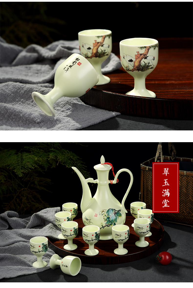 Antique Chinese jingdezhen ceramics hip palace home wine suits for liquor liquor cup of wine