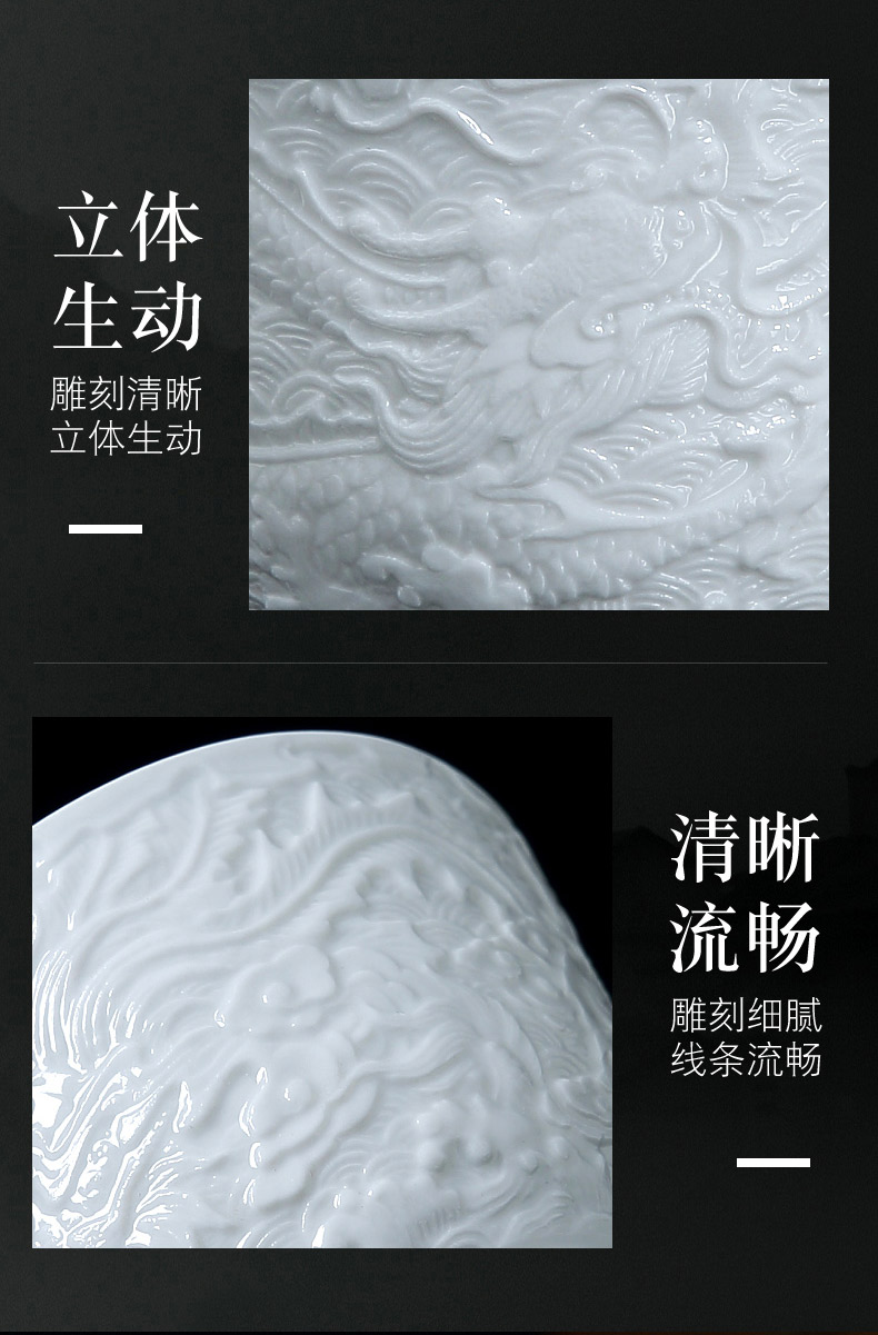 Jingdezhen ceramic kung fu noggin single master cup relief the see colour white porcelain tea sample tea cup by hand