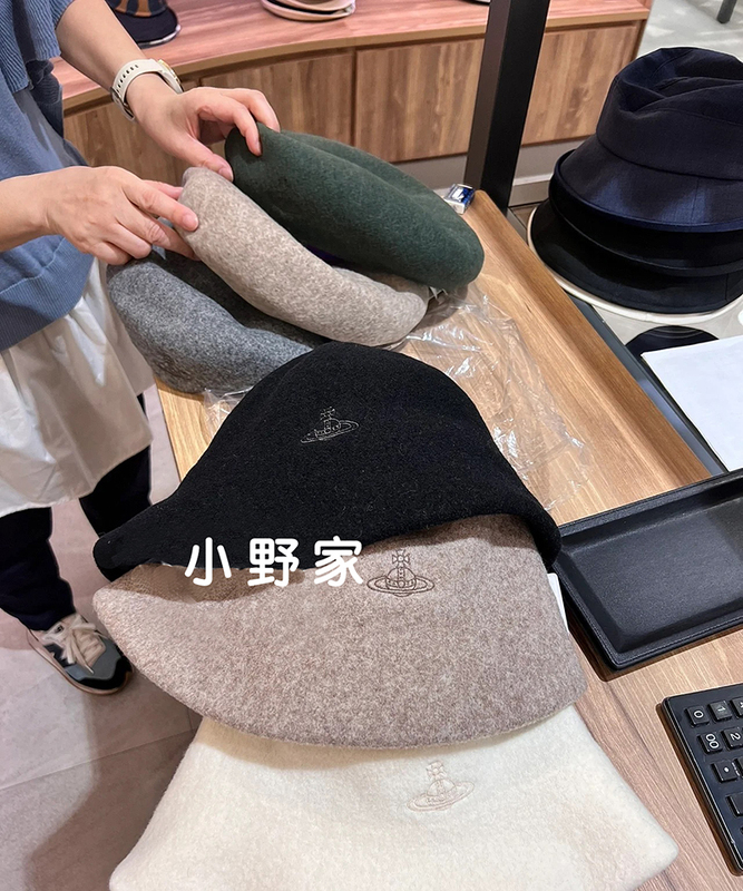 Hot Item !25 Autumn and Winter Saturn Wool Hat Japanese Classic Solid Color Embroidered Fisherman Hat Bucket Hat Women's Warm Hat