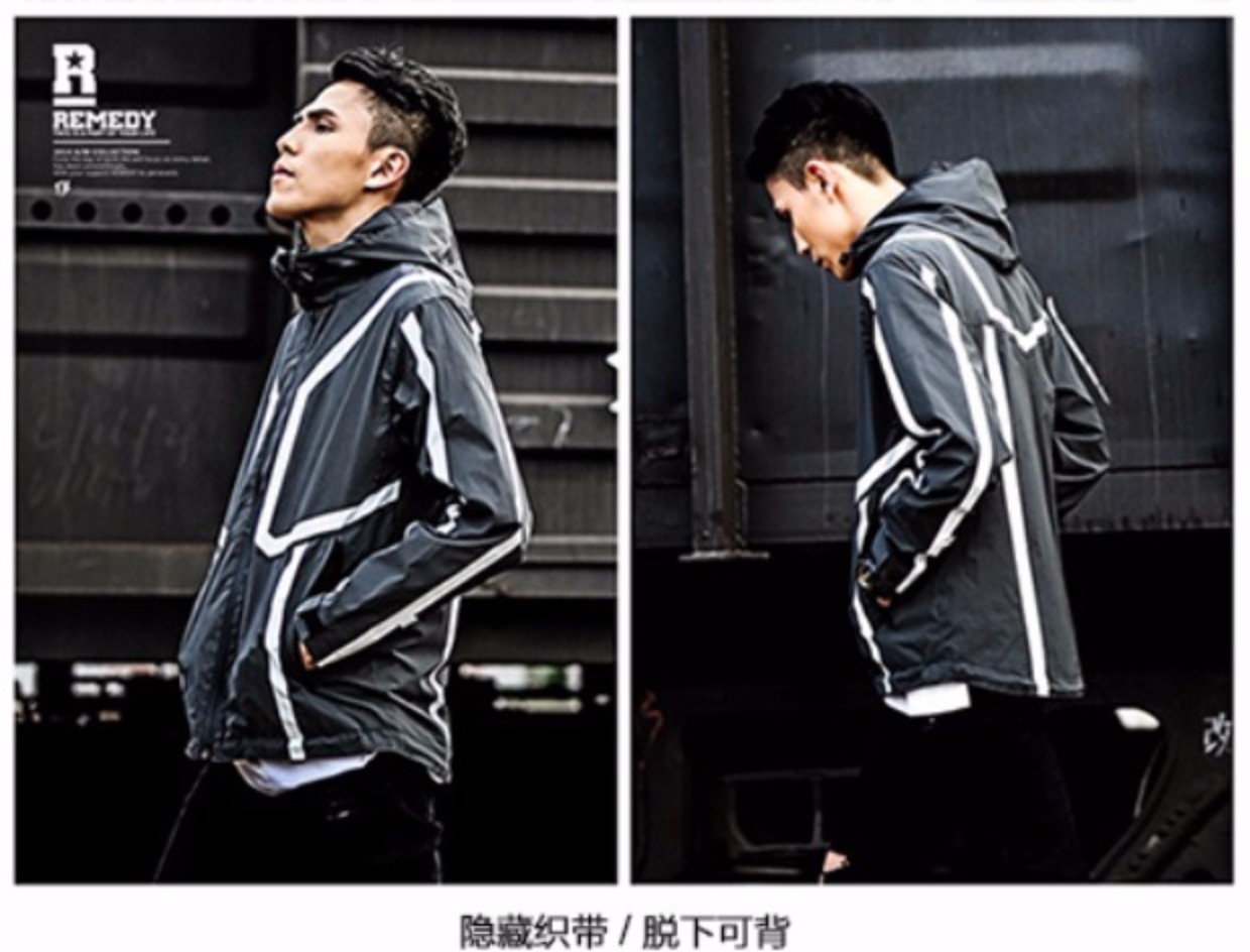 REMEDY nguyên bản mùa thu và mùa đông Áo khoác phản quang 3M in áo gió trùm đầu áo len áo gió hoodie
