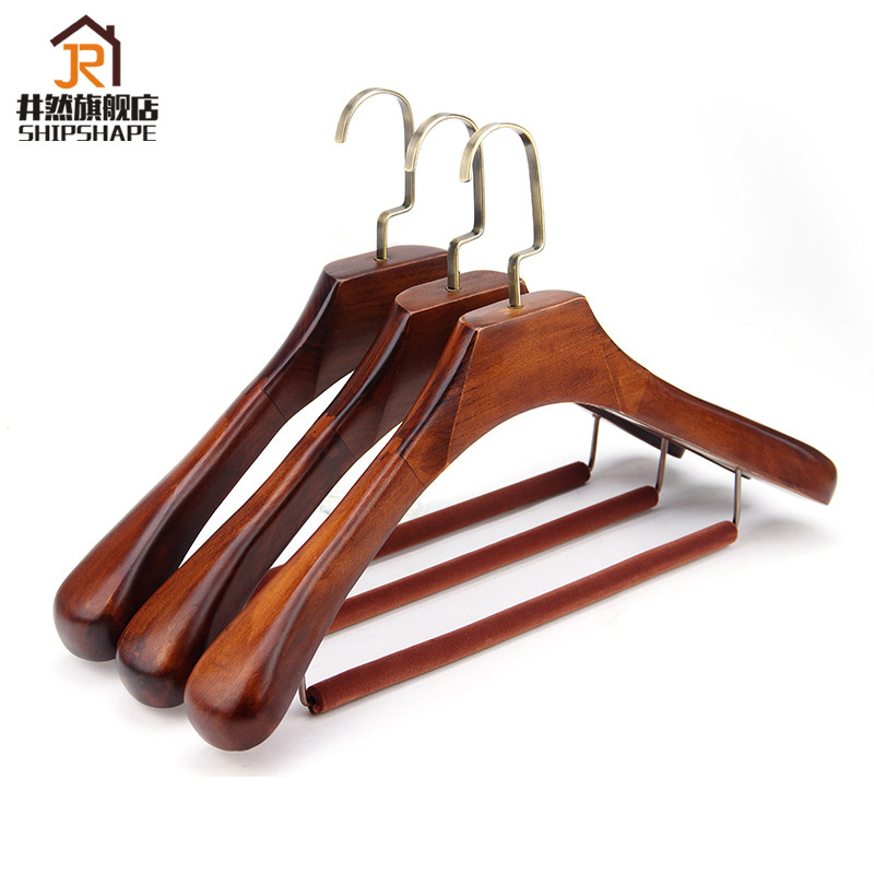 Thickened wide shoulders solid wood hangers household wardrobe adult non-slip wooden wooden clothes rack coat hangers