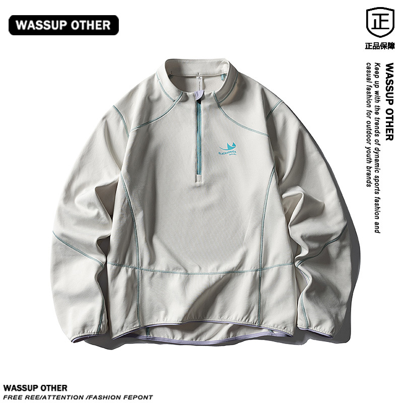 Wassup Other Outdoor Quick-Drying Half-Zip Long-Sleeved T-Shirt for Men in Spring & Fall Hiking and Mountaineering Sports Base Layer Top