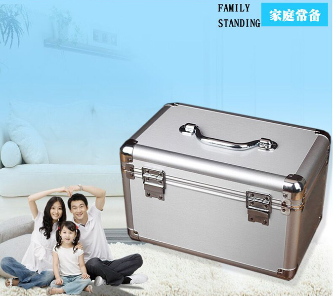 Large aluminum alloy portable toolbox with lock hardware storage box Instrument display box thickened with compartment