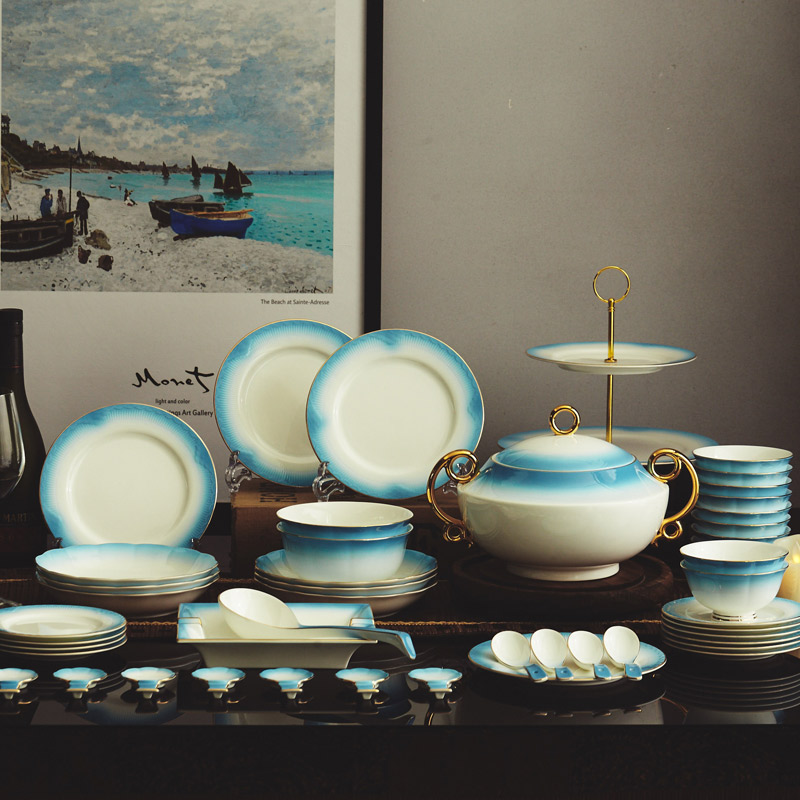 The dishes yourself see European contracted household jingdezhen manual composite ipads porcelain tableware ceramics dishes set to use