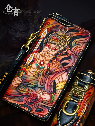 Кожаный бумажник, длинная маленькая сумка клатч с молнией, из натуральной кожи