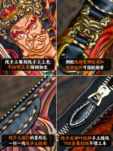 Кожаный бумажник, длинная маленькая сумка клатч с молнией, из натуральной кожи