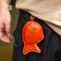 Snapper soft worm bait bag Kurayoshi handmade cowhide bag lead head hook bag carry-on lure bag coin purse headphone bag