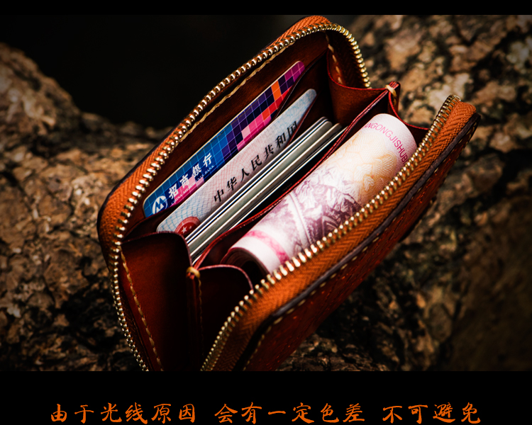 Cangji handmade ví nhỏ nữ da dây kéo ngắn ví nam da túi thẻ ví retro ly hợp túi - Ví tiền bóp lv