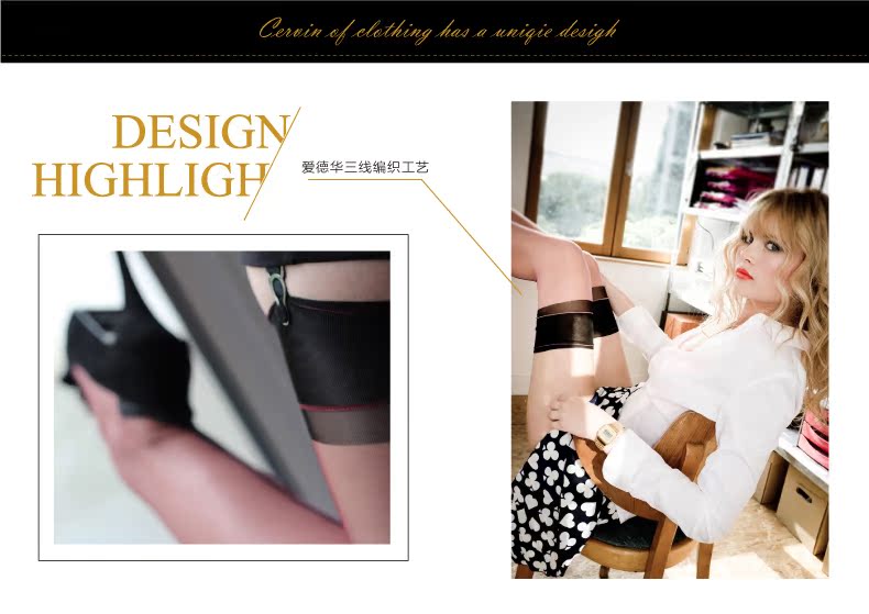 CERVIN Gillian nhập khẩu Châu Âu sexy trong suốt ống cao không kéo dài garter phù hợp với Châu Âu và Mỹ vớ ladies