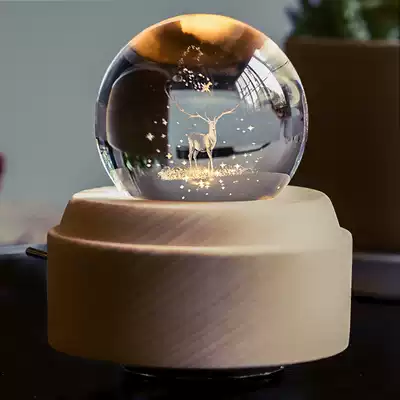 Crystal ball elk Music Box Music Box music box to send girls boys birthday with glowing to send wives and girlfriends Tanabata gifts