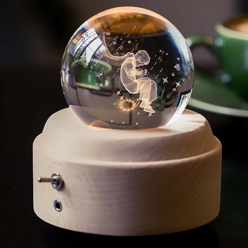 Little Prince Crystal Ball Night Light Music Box Rotating Music Box Creative Gifts for Boys and Boys Christmas Gifts